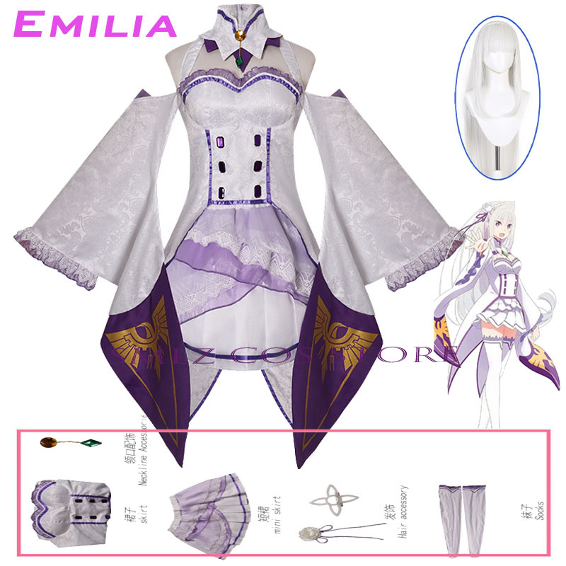 Anime Cosplay Outfits For Women - Emilia Cosplay Anime Re Zero Kara